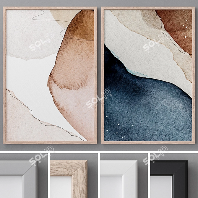 Modern Abstract Paintings + Frames 3D model image 1