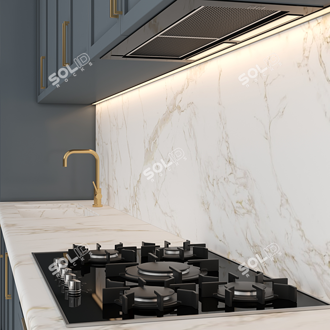 Modern Island Kitchen: Customizable, High-quality Render-Ready Models 3D model image 2