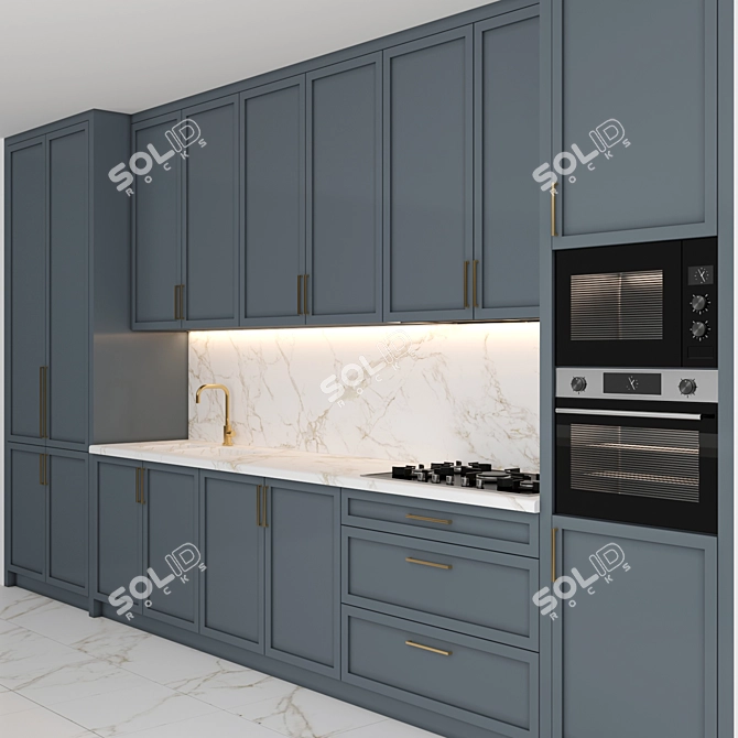 Modern Island Kitchen: Customizable, High-quality Render-Ready Models 3D model image 3