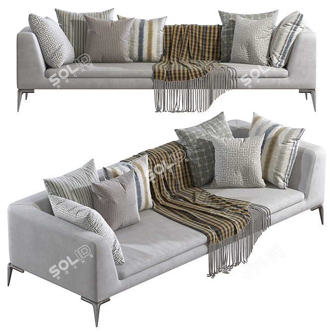  Charles Large Fabric Sofa | Stylish and Spacious 3D model image 1