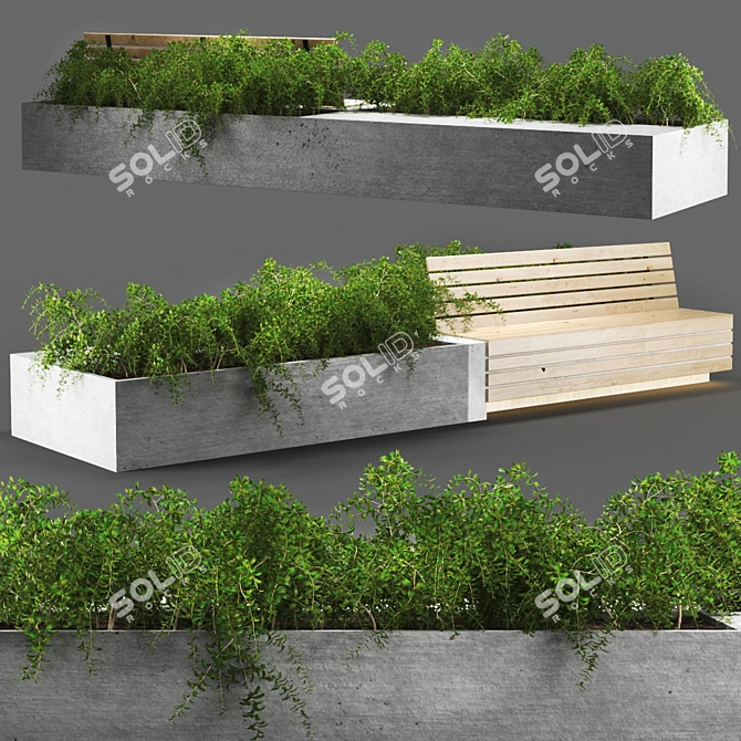 Sleek Poly Bench 3D model image 1