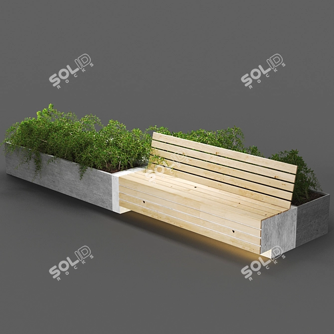 Sleek Poly Bench 3D model image 2