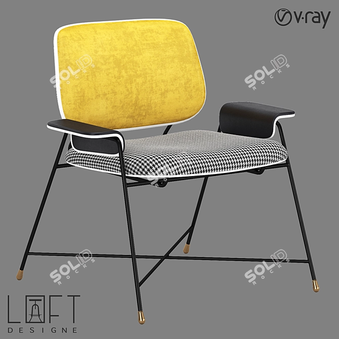 Loft Design Armchair, Metal and Fabric, 76x69x77 cm 3D model image 1