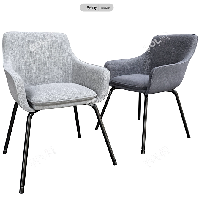 Lozanna Dark Chair: Stylish and Modern 3D model image 1