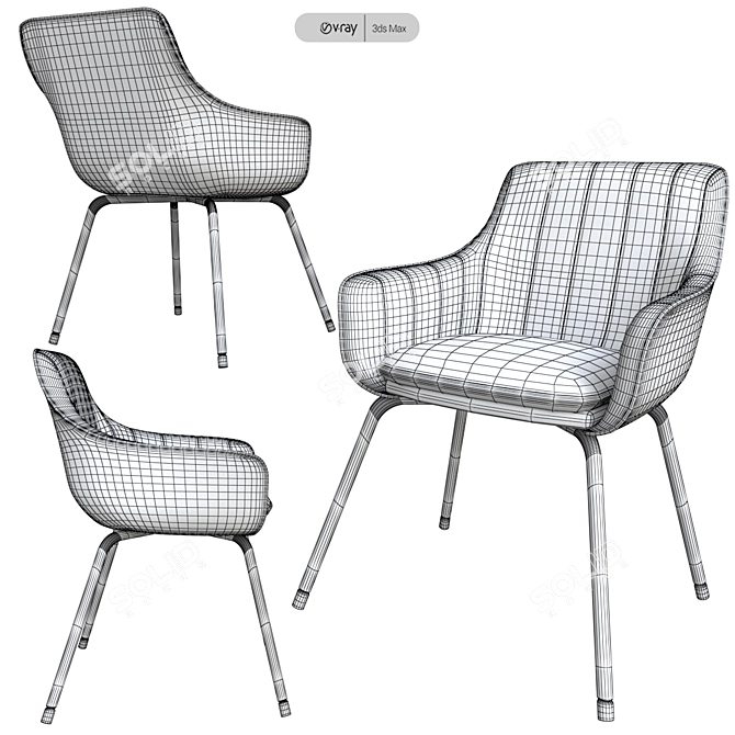 Lozanna Dark Chair: Stylish and Modern 3D model image 3