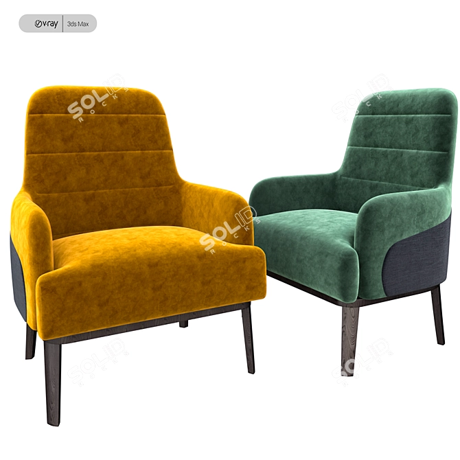 Modern Tirolo Gill Armchair 3D model image 1