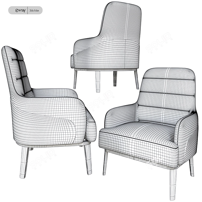 Modern Tirolo Gill Armchair 3D model image 3