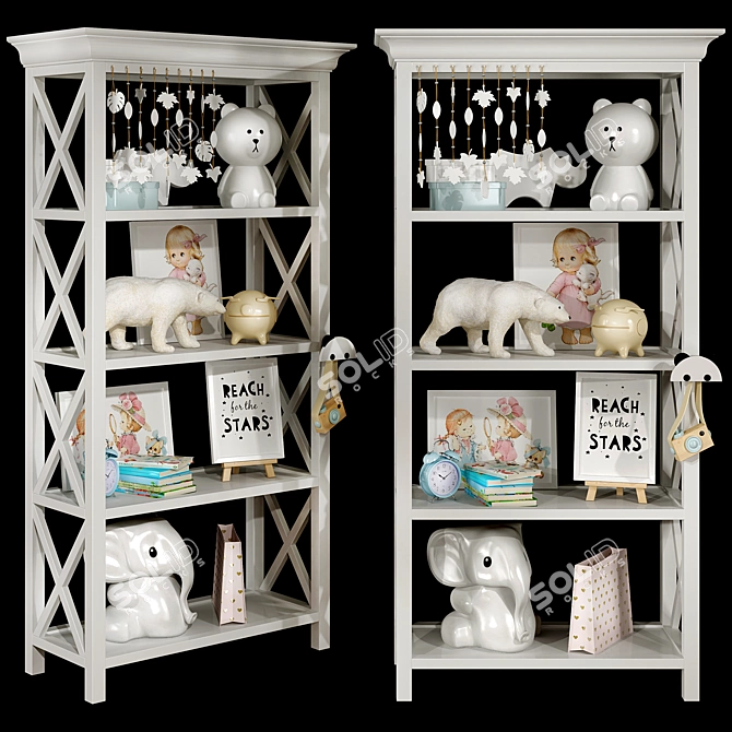 Modern Kids Bookshelf: Organize with Style 3D model image 1