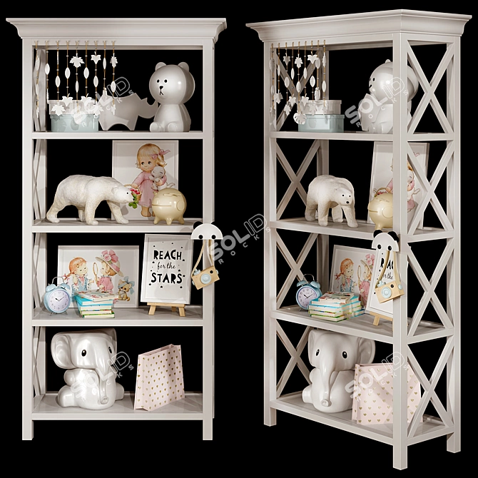 Modern Kids Bookshelf: Organize with Style 3D model image 2