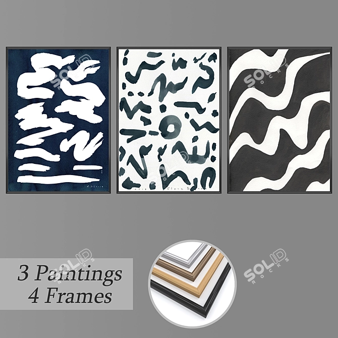 Elegant Wall Art Set with Versatile Frames 3D model image 1