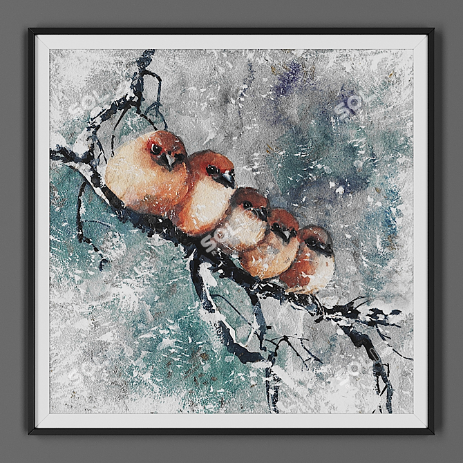 Elegant Black Framed Art 3D model image 1