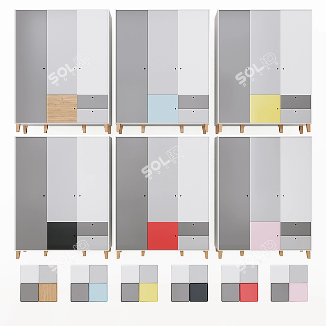 Concept Cabinet Set - Colorful Storage Solution 3D model image 2