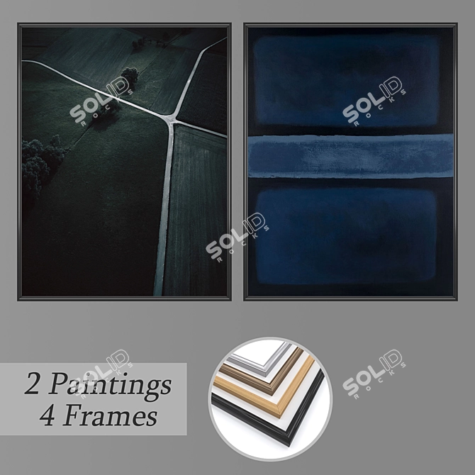 Elegant Wall Art Set with Frame Options 3D model image 1