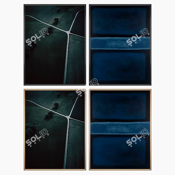 Elegant Wall Art Set with Frame Options 3D model image 2