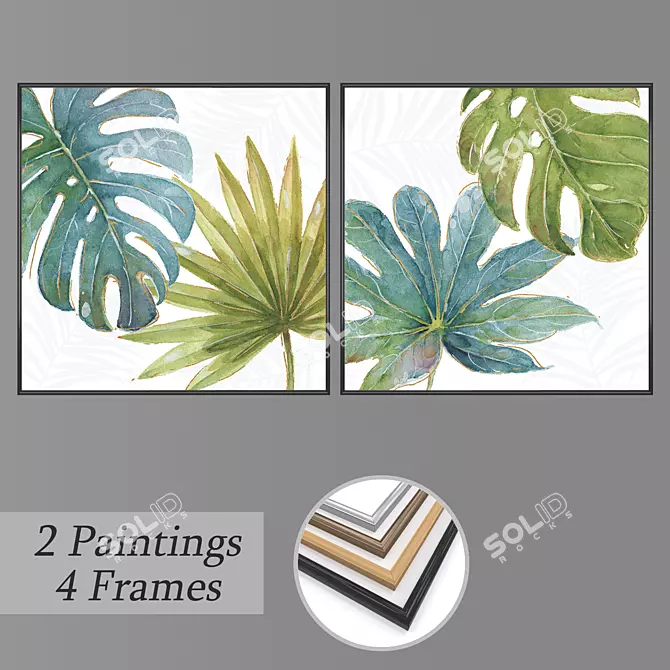 Elegant Wall Art Set with Multiple Frames 3D model image 1