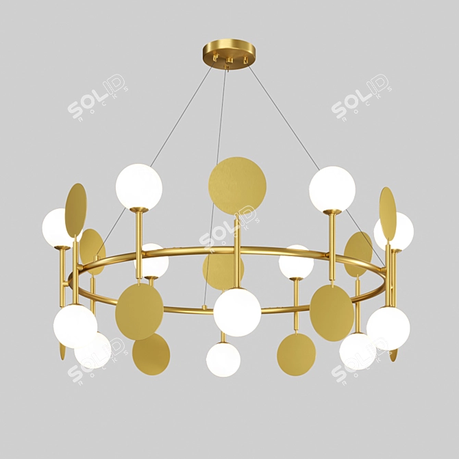 Elegant Glass and Metal Chandelier 3D model image 1