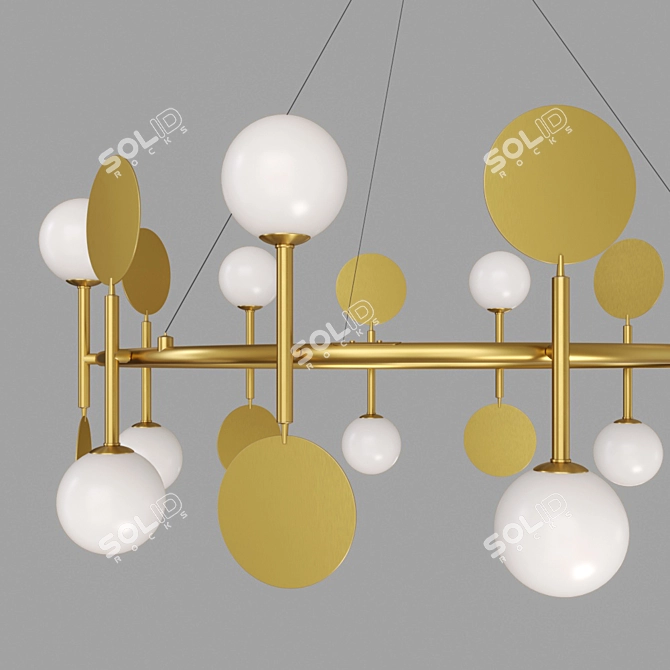 Elegant Glass and Metal Chandelier 3D model image 2