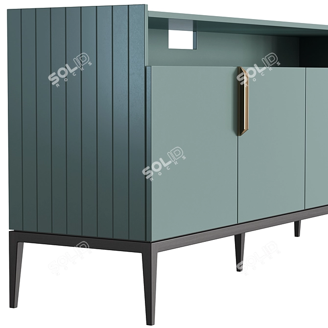 Urban Stylish Media Console with 4 Swinging Fronts 3D model image 2