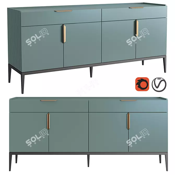 Modern Metropolitan Buffet: 2 Drawers, 4 Swinging Doors 3D model image 1