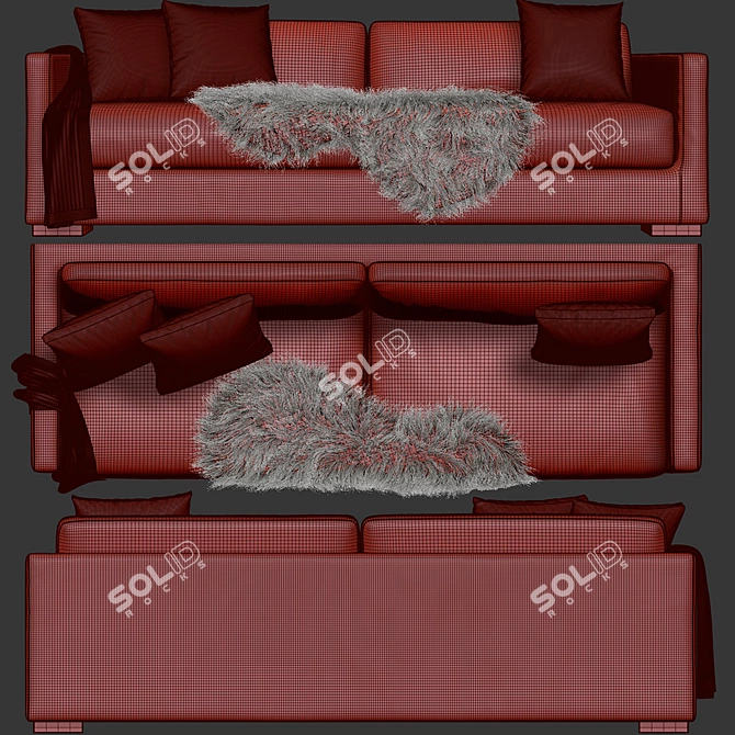 Modern Belmon Sofa: 240cm Meridiani 3D model image 5