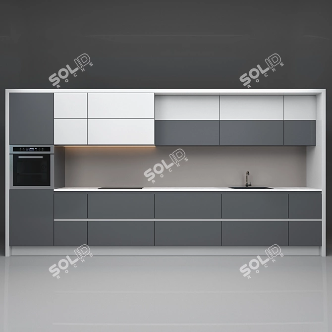 Modern MDF Kitchen Set 3D model image 1