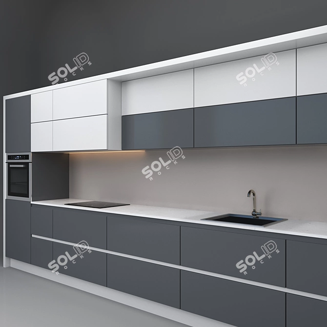 Modern MDF Kitchen Set 3D model image 2