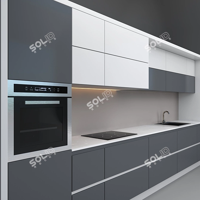 Modern MDF Kitchen Set 3D model image 3