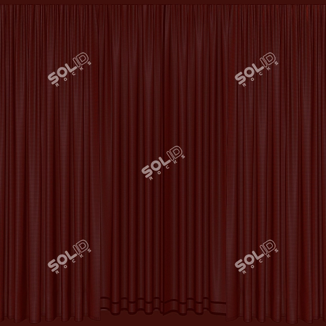 Voil Gray Curtain Set 02: 3D Model with Textures 3D model image 2