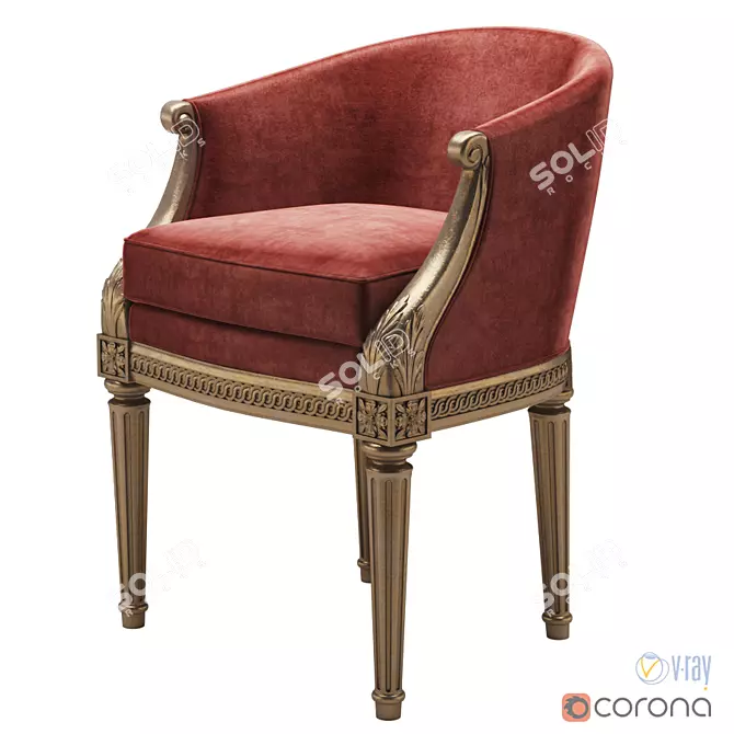 Stylish Pozzoli Armchair 3D model image 1