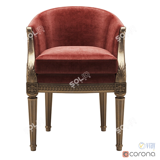 Stylish Pozzoli Armchair 3D model image 2