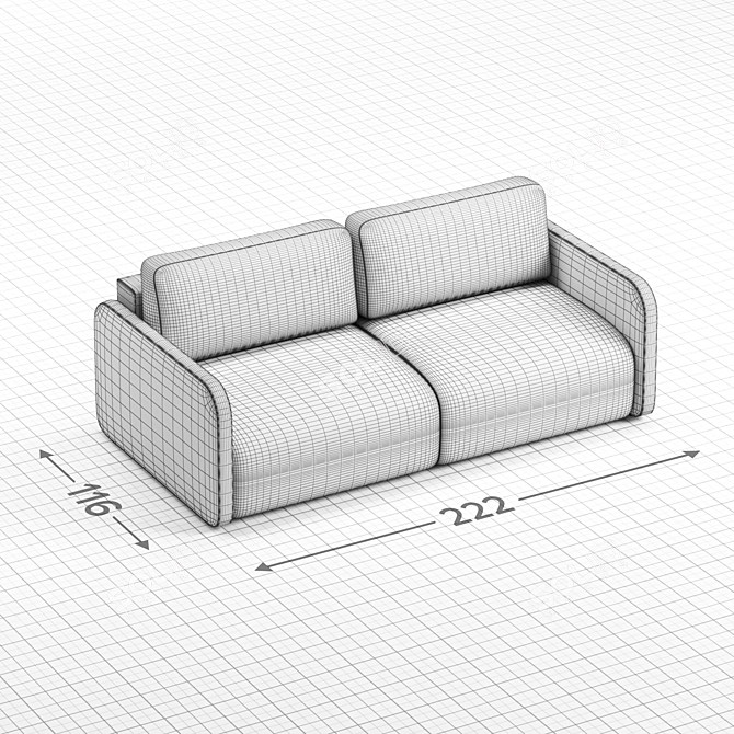 Nord 100 + 100 Felicita Strada Sofa 3D model image 3