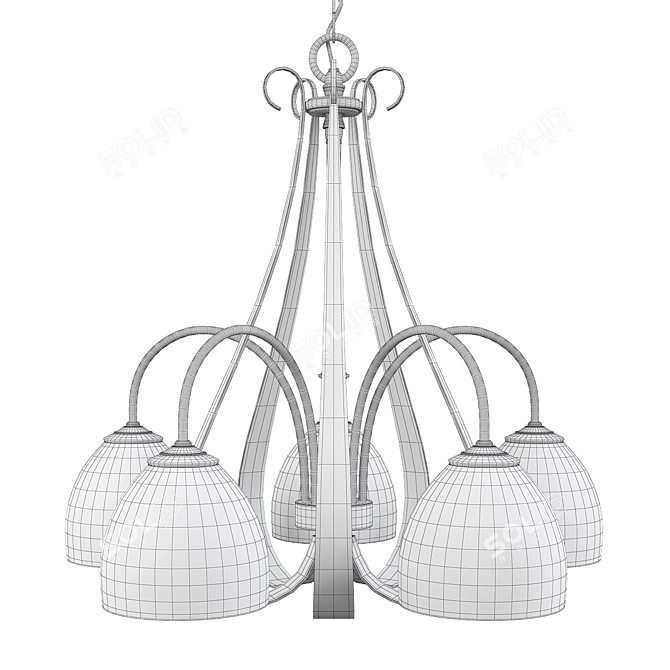 Elegant Opal Shade Iron Chandelier 3D model image 2