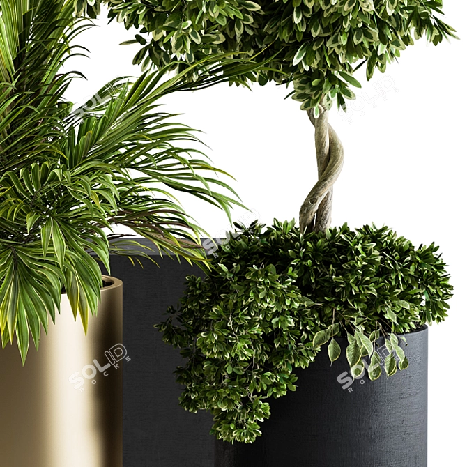 90-Piece Indoor Plant Set: Black & Gold 3D model image 2