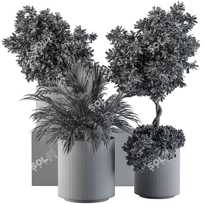 90-Piece Indoor Plant Set: Black & Gold 3D model image 4