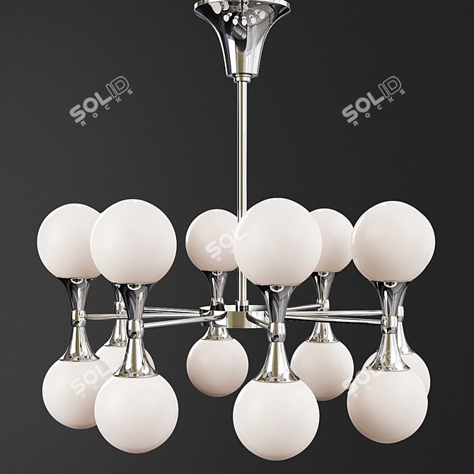 Opal Astoria Chandelier | Polished Chrome | Elegant Dimmable Lighting 3D model image 1