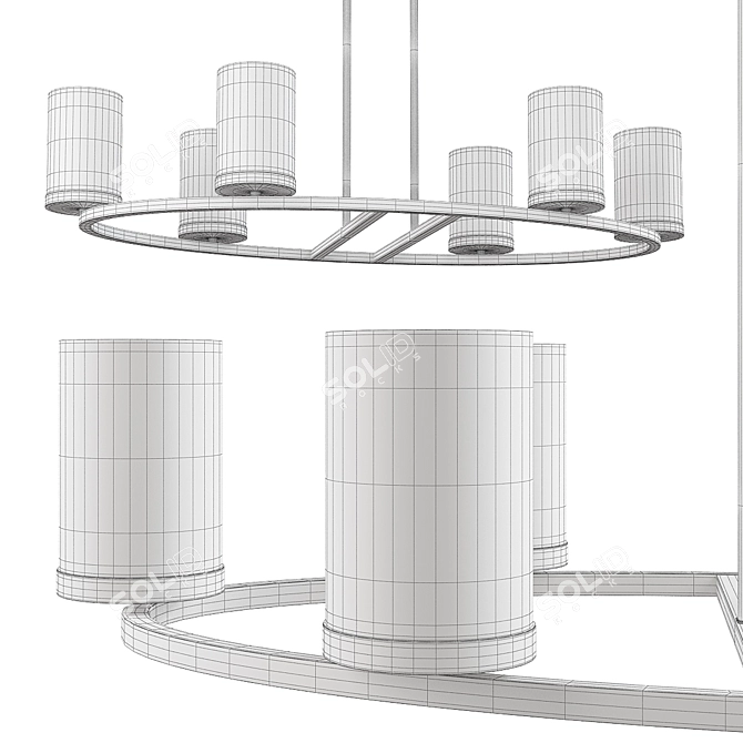 Elegant Oval Chandelier: Daimlen 3D model image 2
