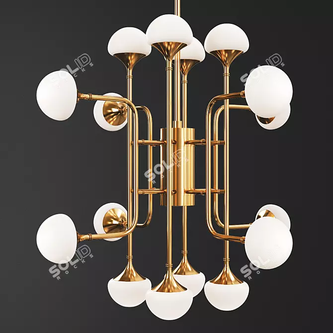 Elegant Brass Fleming Chandelier 3D model image 1
