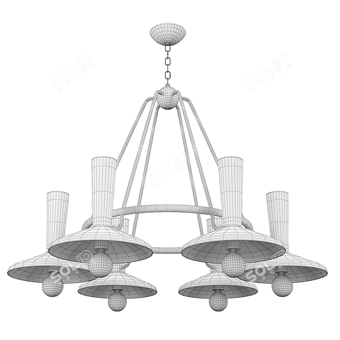 Elegant Vortex Six-Light Chandelier 3D model image 2