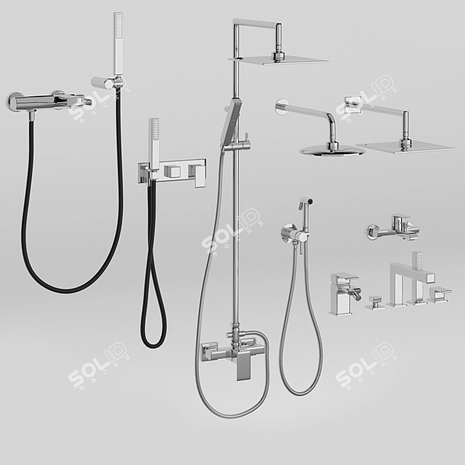 Luxurious Cezares Bathroom Set 3D model image 2