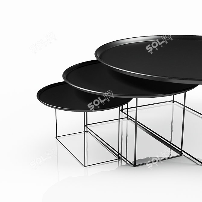 B&B Italia Fat-Fat Table Set: Elegant Design with PBR Materials 3D model image 2