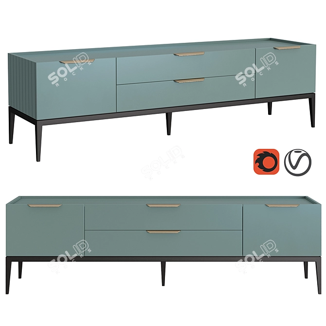 Metropolitan Cabinet: Sleek Design with Drawers and Flip-down Fronts 3D model image 4