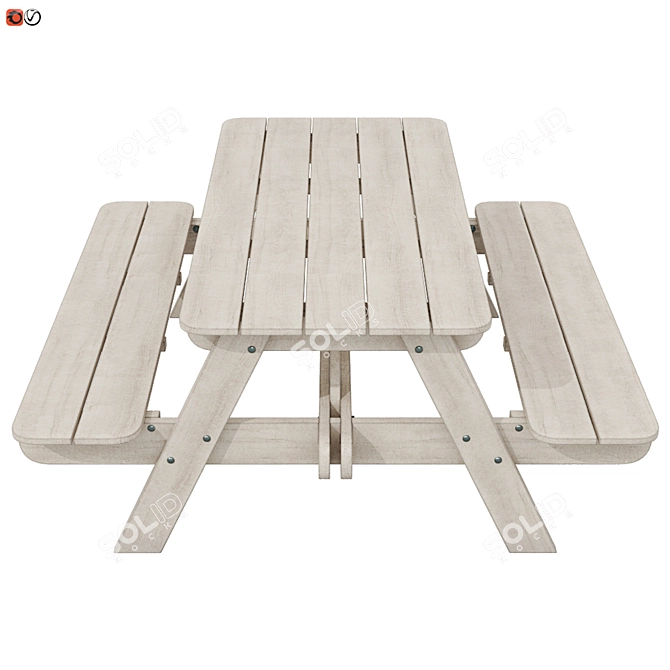 Garden Bench Table Combo 3D model image 2