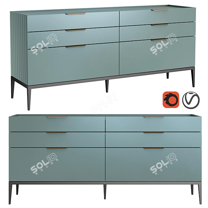 Metropolitan 6-Drawer Chest - Stylish Storage Solution 3D model image 1