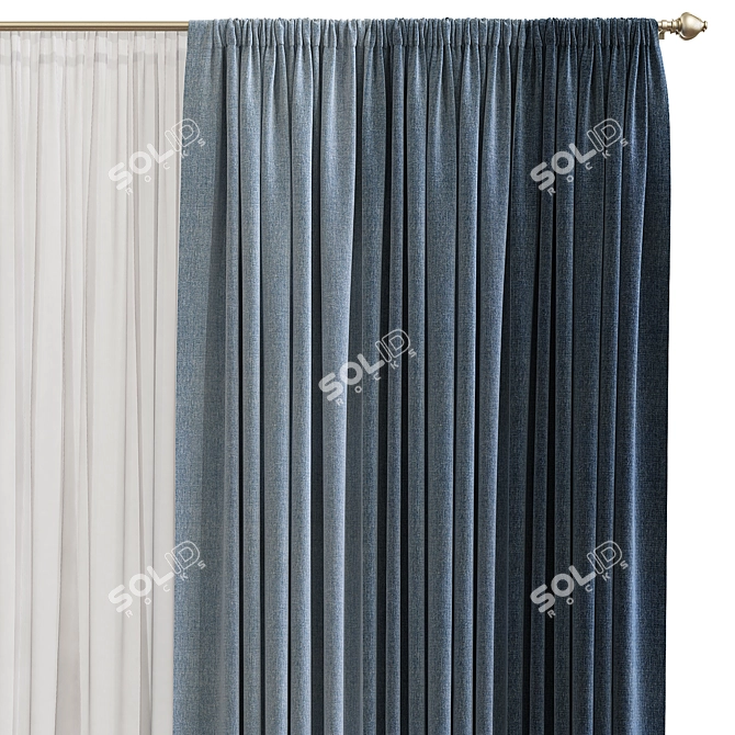 727 Curtain: Innovative Design & Quality Fabric 3D model image 2