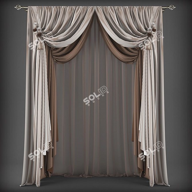 Elegant Polys-Verts Curtain Set 3D model image 1