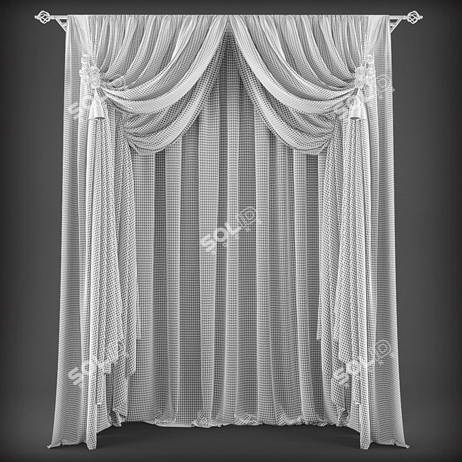 Elegant Polys-Verts Curtain Set 3D model image 2