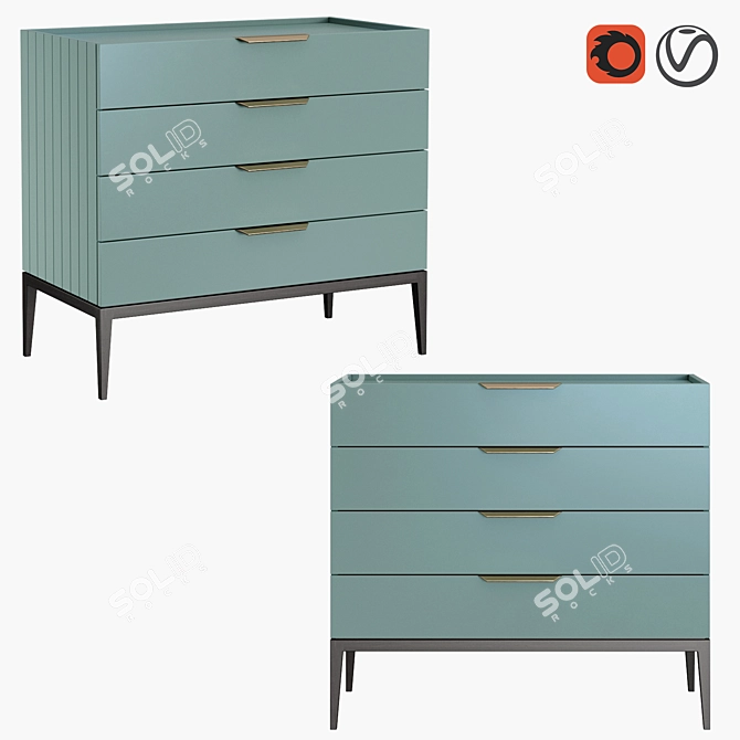 Metropolitan Small Chest: Elegant Storage Solution 3D model image 1