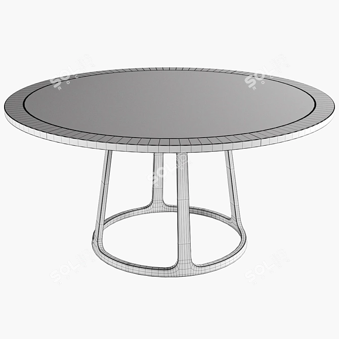 Elegant Black Round Wooden Table 3D model image 3