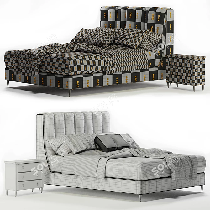 Elegant Barrington Bed 3D model image 3