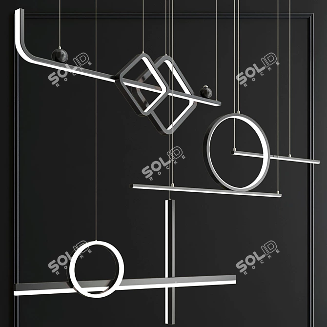 Lux Gold & Black Pendant Lamps 3D model image 2